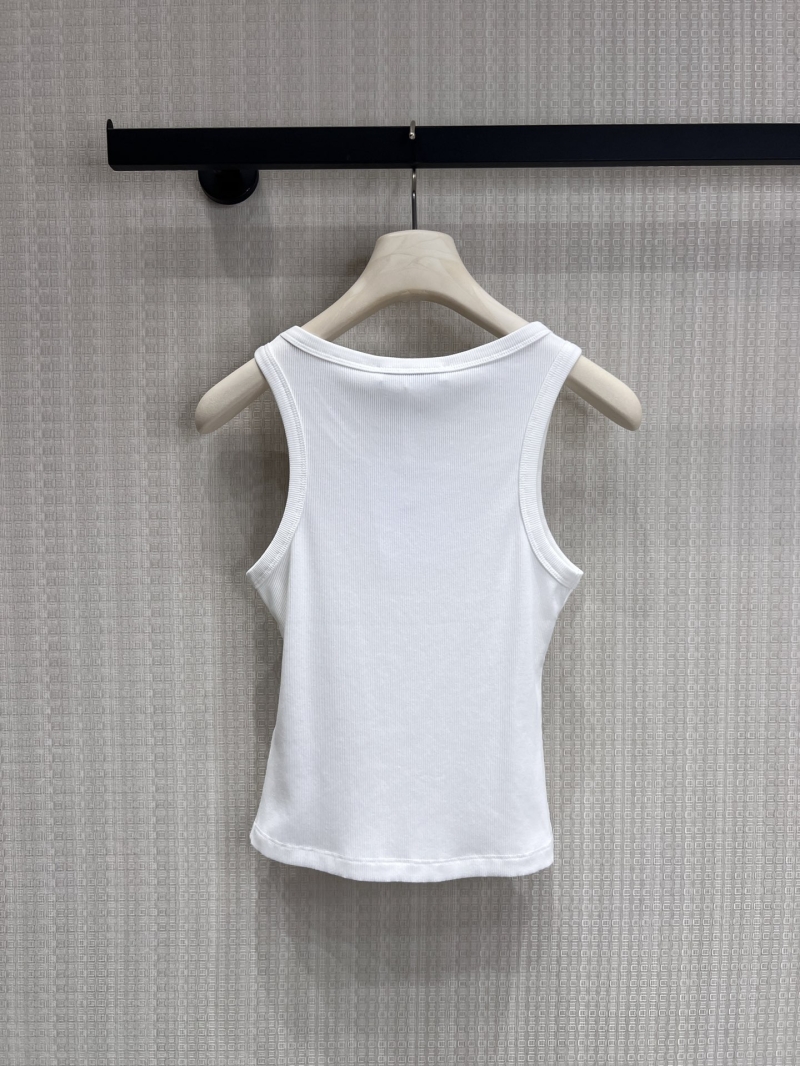 Christian Dior Star Embroidered Ribbed Tank Top - White