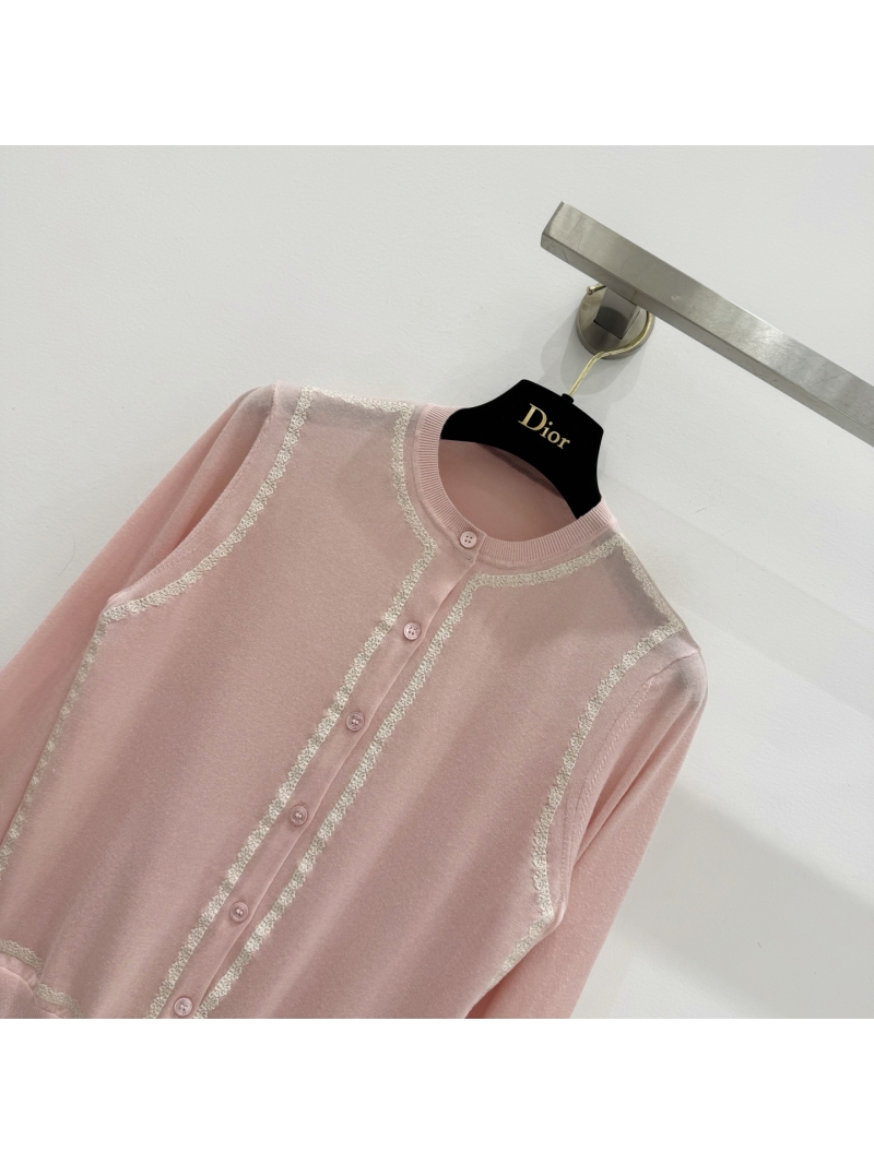 Dior Garden World Embroidered Lace Cardigan in Soft Pastel Pink
