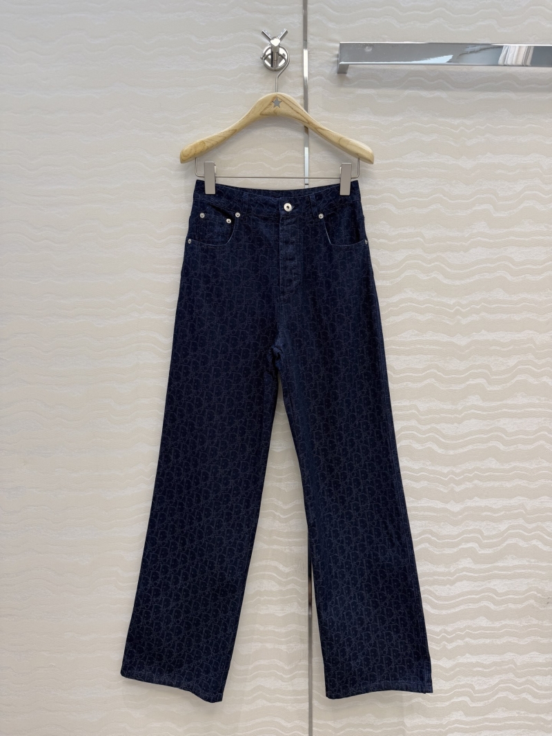 Dior Miss Dior Nautical Series Jacquard Denim Straight-Leg Trousers