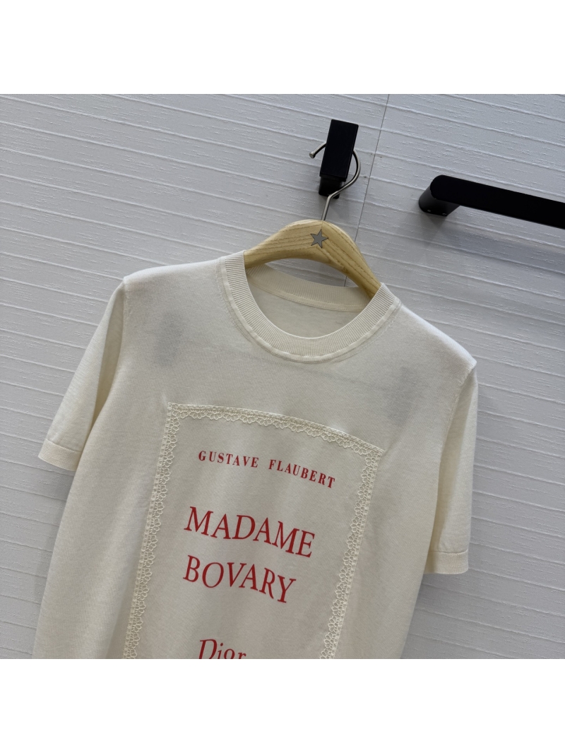 Dior Mulberry Silk and Tencel Garden World Embroidered Knit Top in Cream