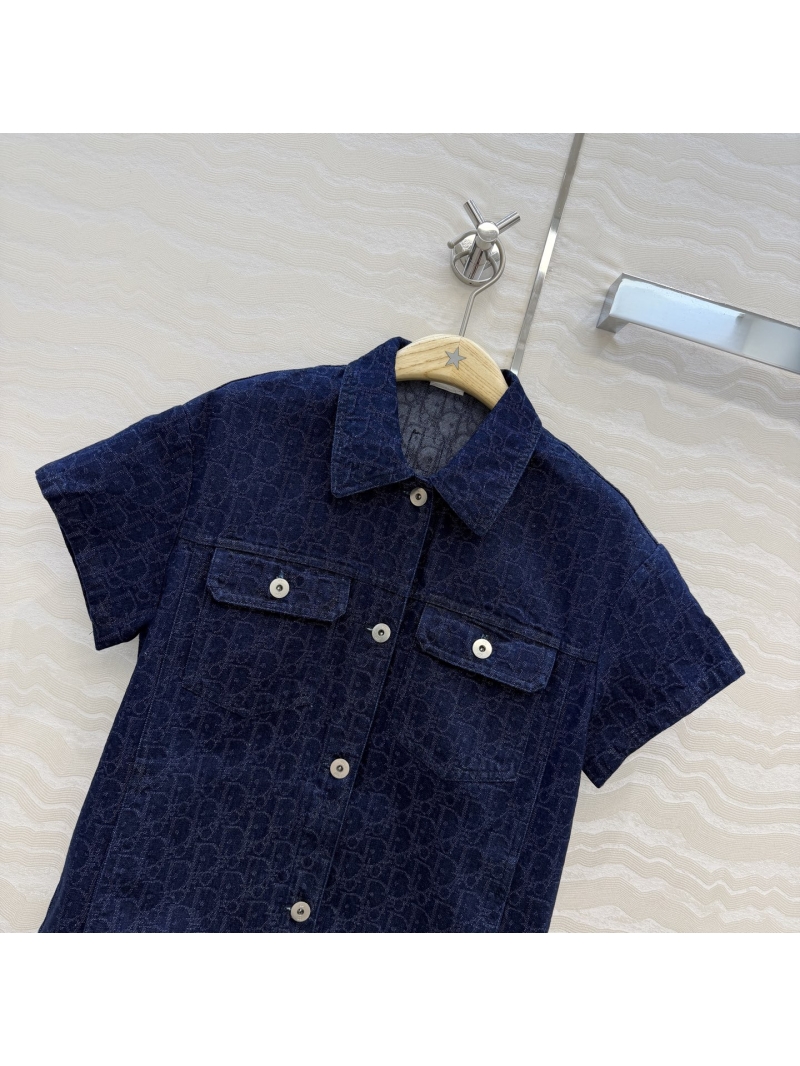 Dior Miss Dior Nautical Series Custom Jacquard Washed Denim Short-Sleeved Jacket