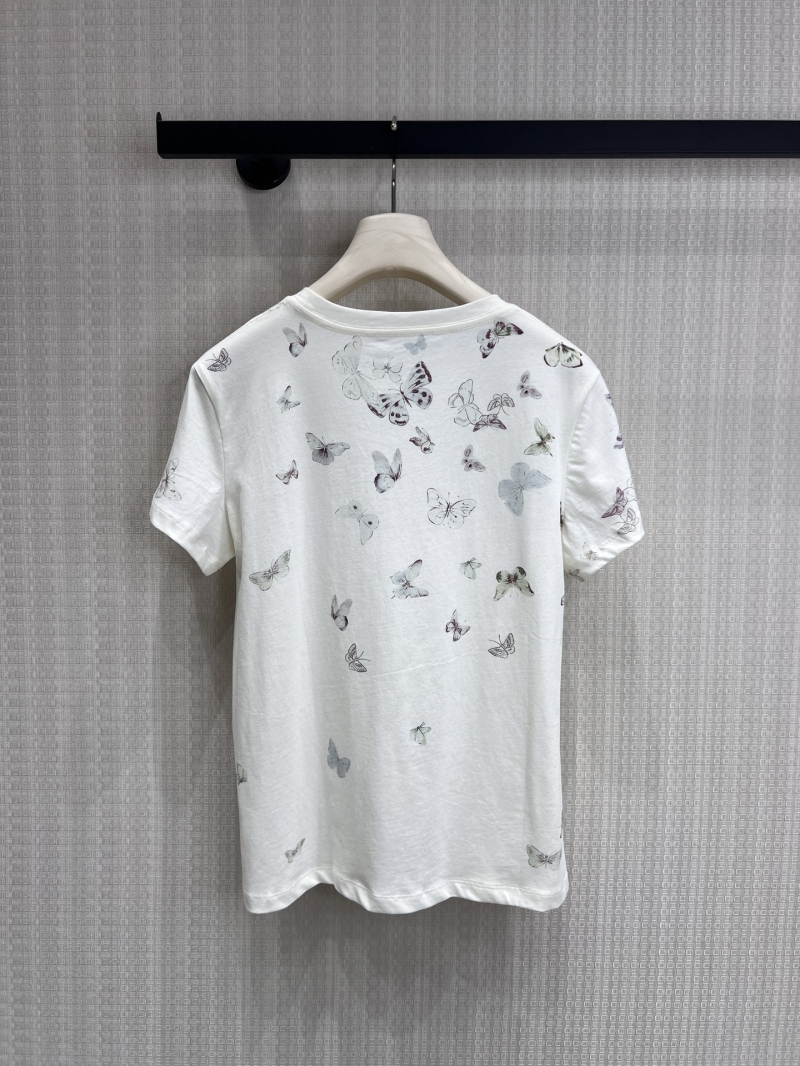 Dior Ivory Watercolor Butterfly Print Relaxed T-Shirt