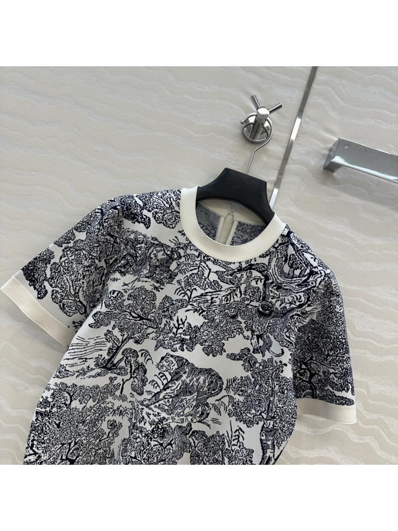 Dior MissDior Riviera Animal Jungle Knit Short Sleeve Top - Luxe French Elegance