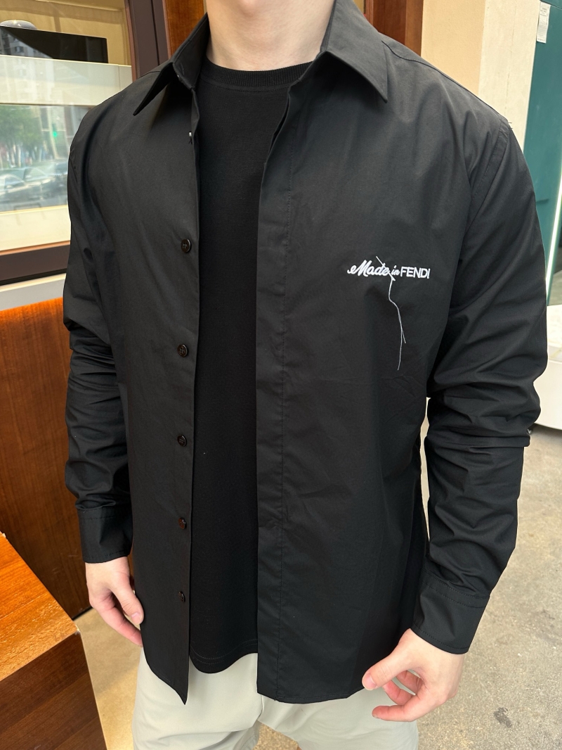 Fendi Men’s Embroidered Logo Shirt - Cotton Luxe