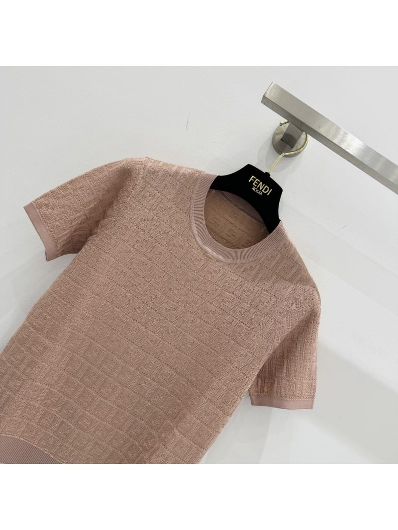Fendi Luxe Monogram Knit Short-Sleeve Top - Timeless Elegance