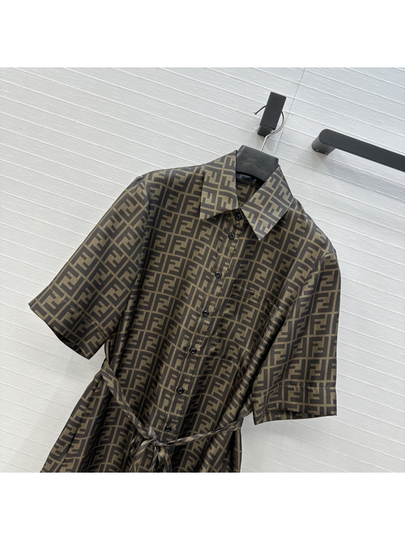 Fendi Luxe FF Monogram Silk Shirt Dress - Elegant & Versatile