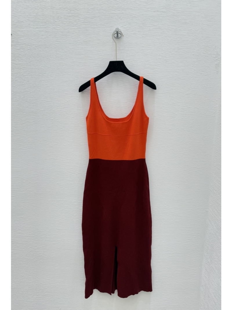 Fendi Early Spring Colorblock Knit Cami Dress - Red Luxe Elegance