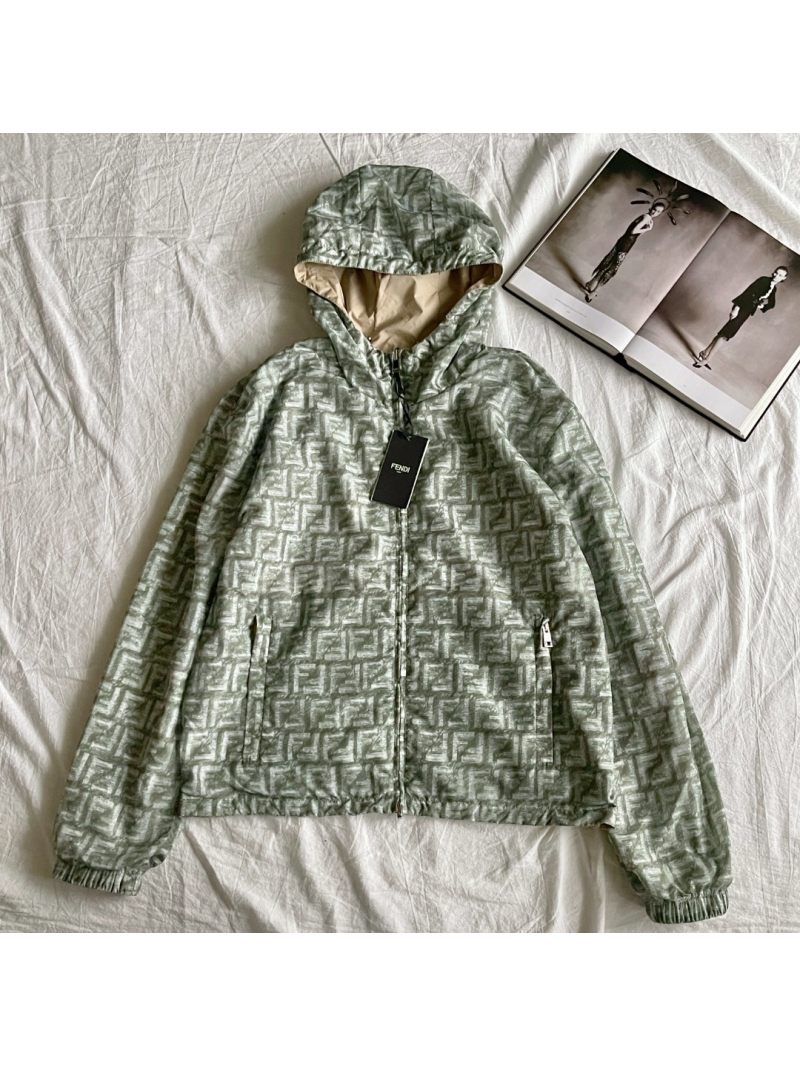 Fendi FD New FF Nylon Reversible Jacket in Beige - Luxe Unisex Outerwear