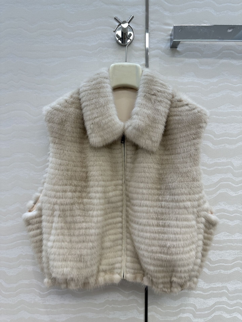 Fendi Limited Edition FF Signature Ivory Beige Mink Fur Vest