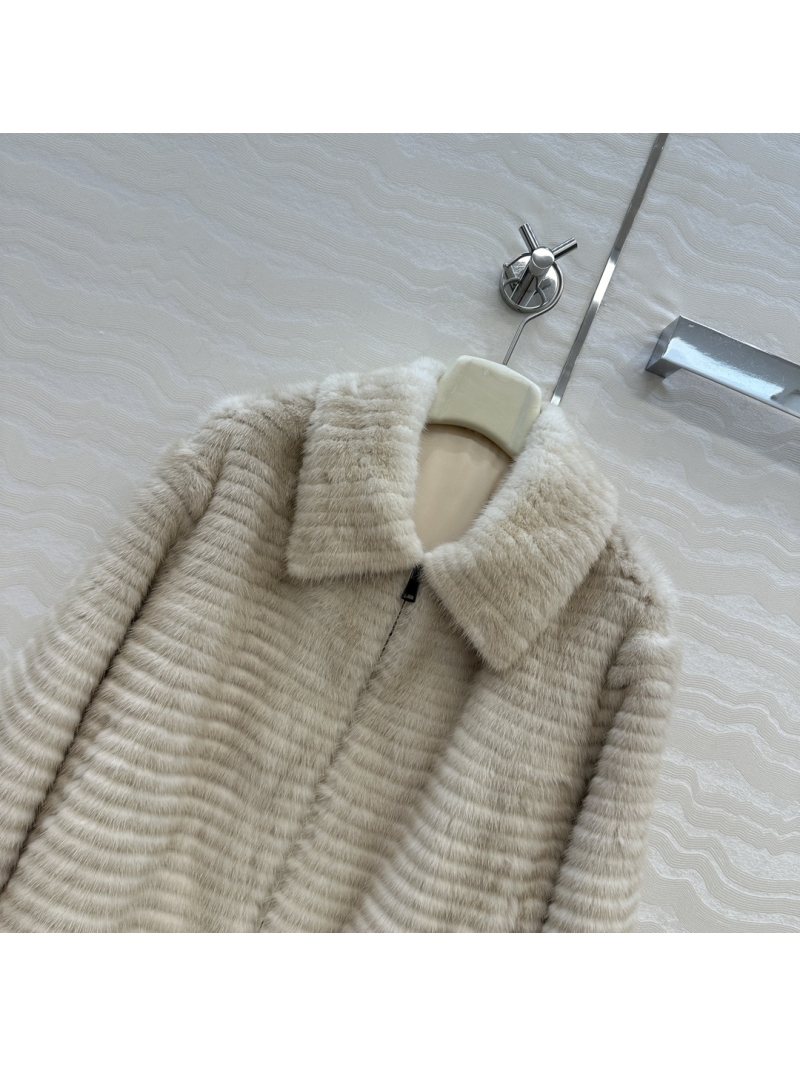 Fendi Limited Edition FF Mink Fur Coat in Danish Saga Supercrown Velvet Apricot | Artisan Handcrafted Fur Jacket