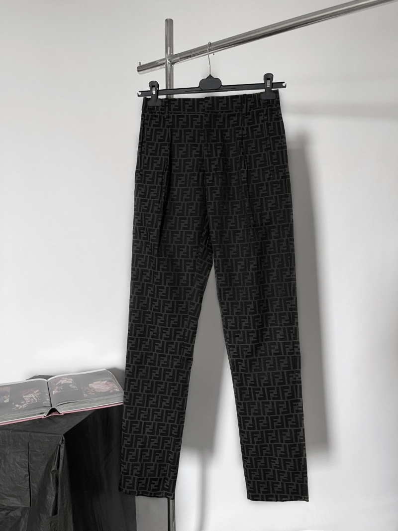 Fendi Signature FF Monogram Men's Casual Trousers | Relaxed Fit Charcoal Grey