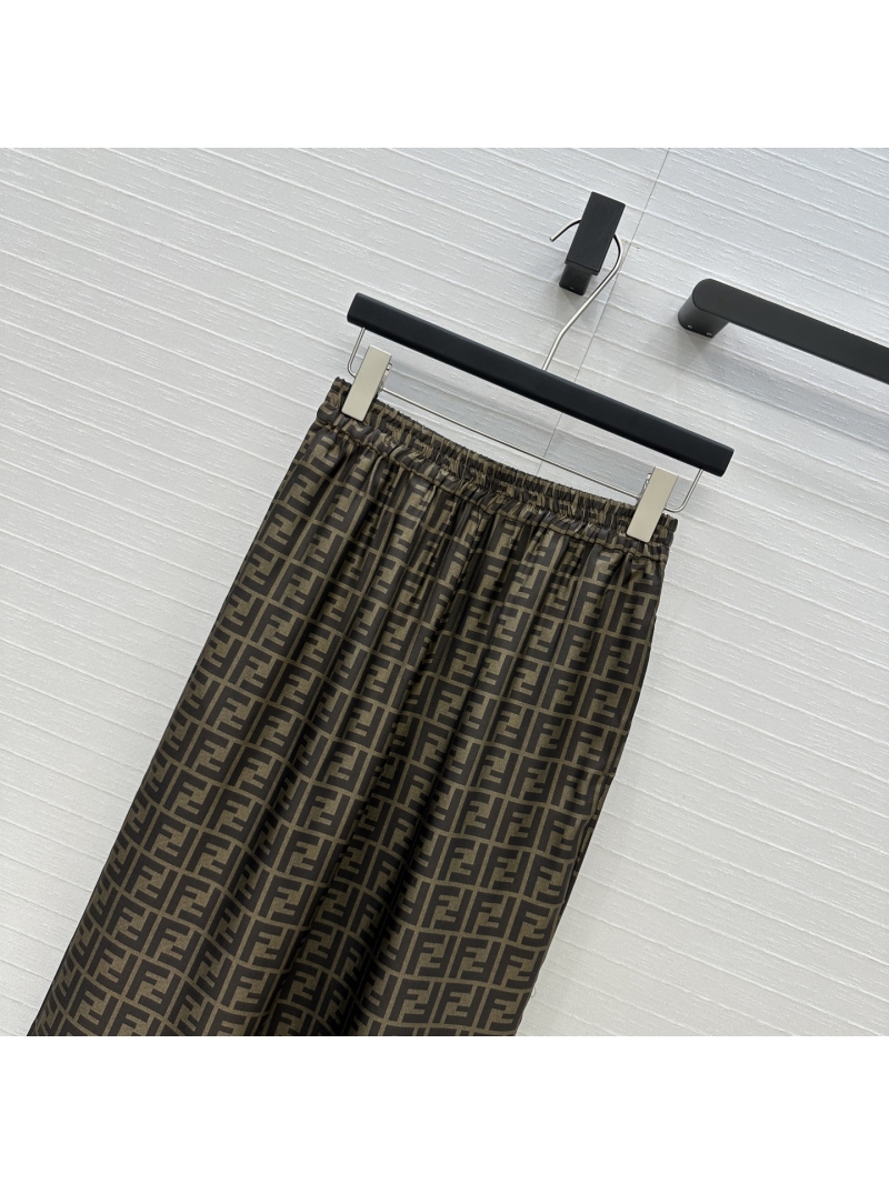 Fendi Exclusive FF Monogram Silk Wide-Leg Pants - Limited Edition