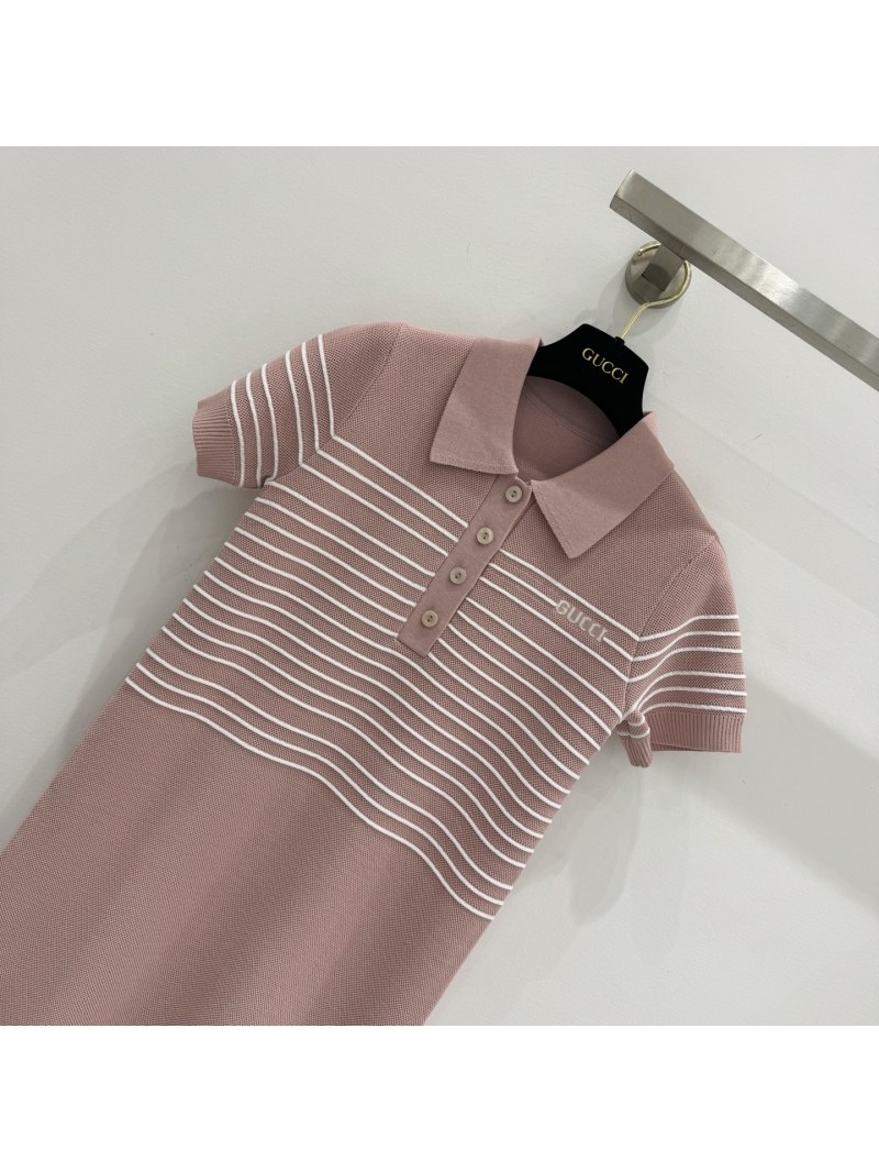 Gucci Dust Pink Preppy Knit Polo Dress - Luxe Wool Elegance