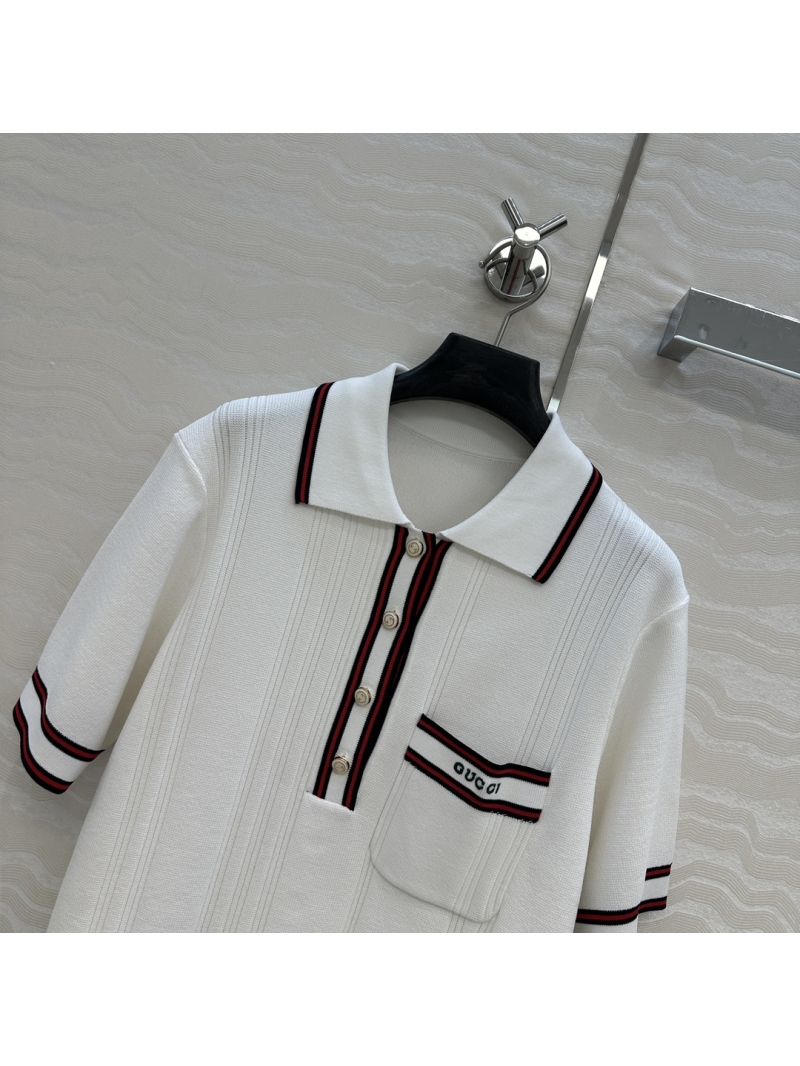 Gucci Tennis-Inspired Knitted Polo Top - Luxe Sporty Chic