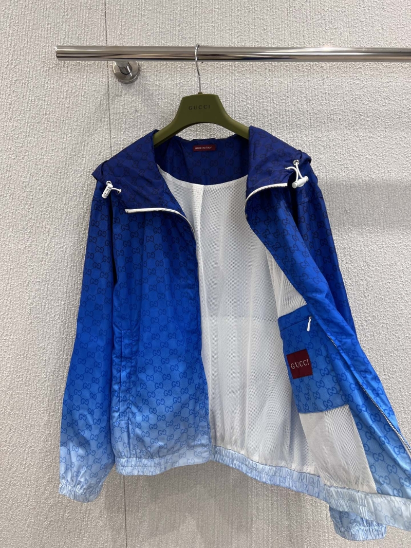 Gucci Gradient Blue-White GG Print Hooded Jacket