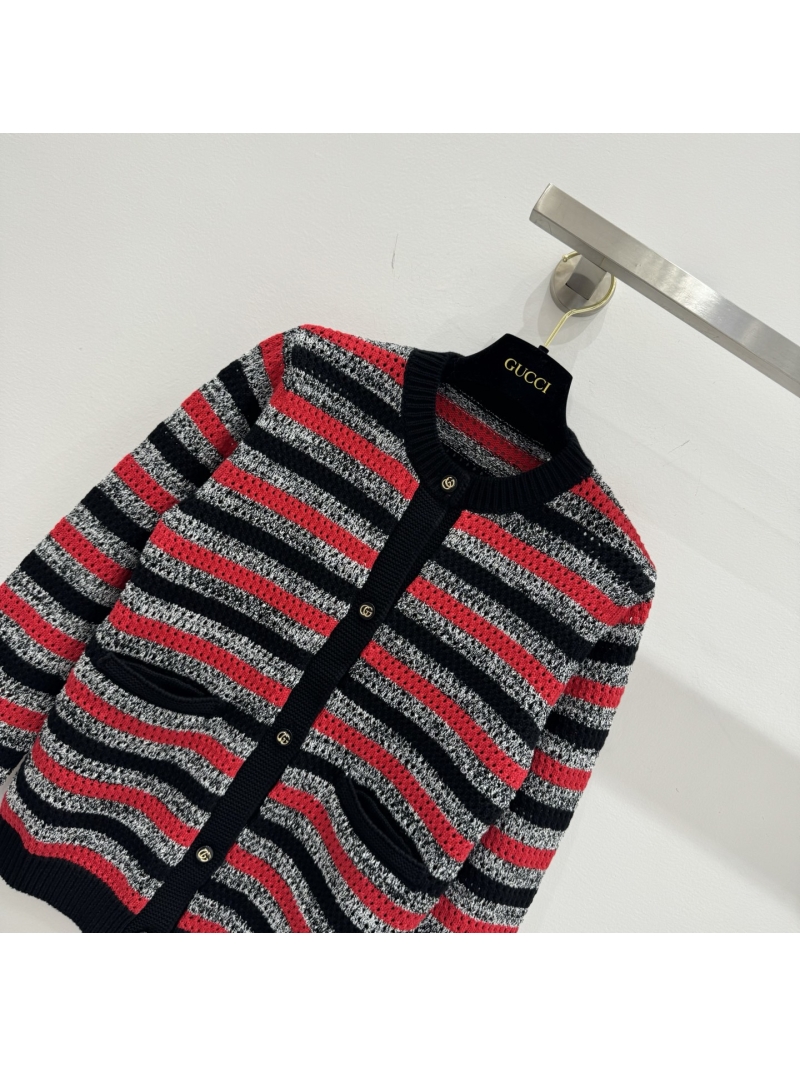 Gucci Colorblock Striped Round-Neck Cardigan - Luxe Edition