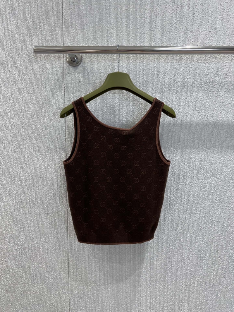 Gucci Early Autumn Coffee Brown Logo Knit Vest - Luxe Exclusive