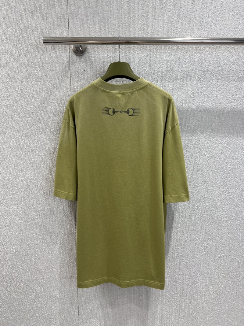 Gucci 1921 Embroidered Logo Oversized T-Shirt in Olive Green
