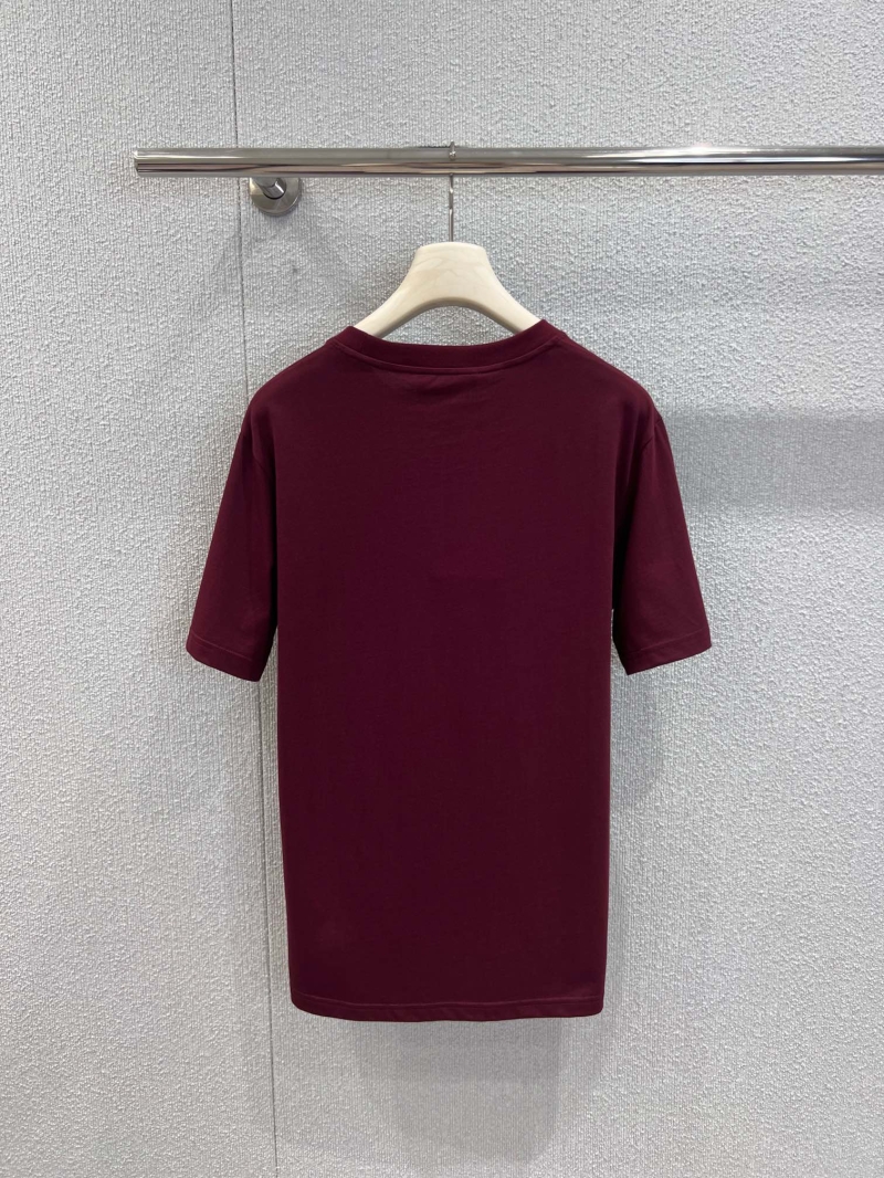 Gucci 26SS Crew Neck T-Shirt | Deep Wine Red Soft Cotton Jersey | Subtle Logo Print