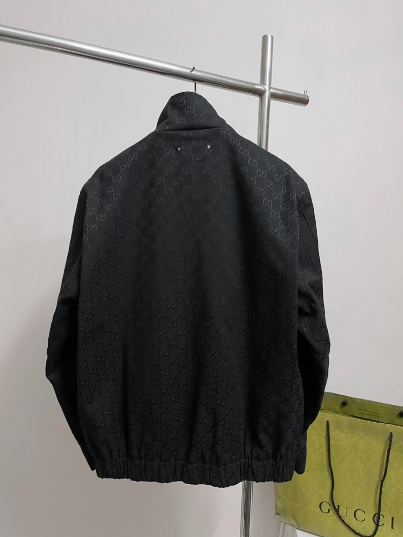 Gucci Stand Collar Monogram Track Jacket in Black | Subtle GG Jacquard, Luxe Polished Finish