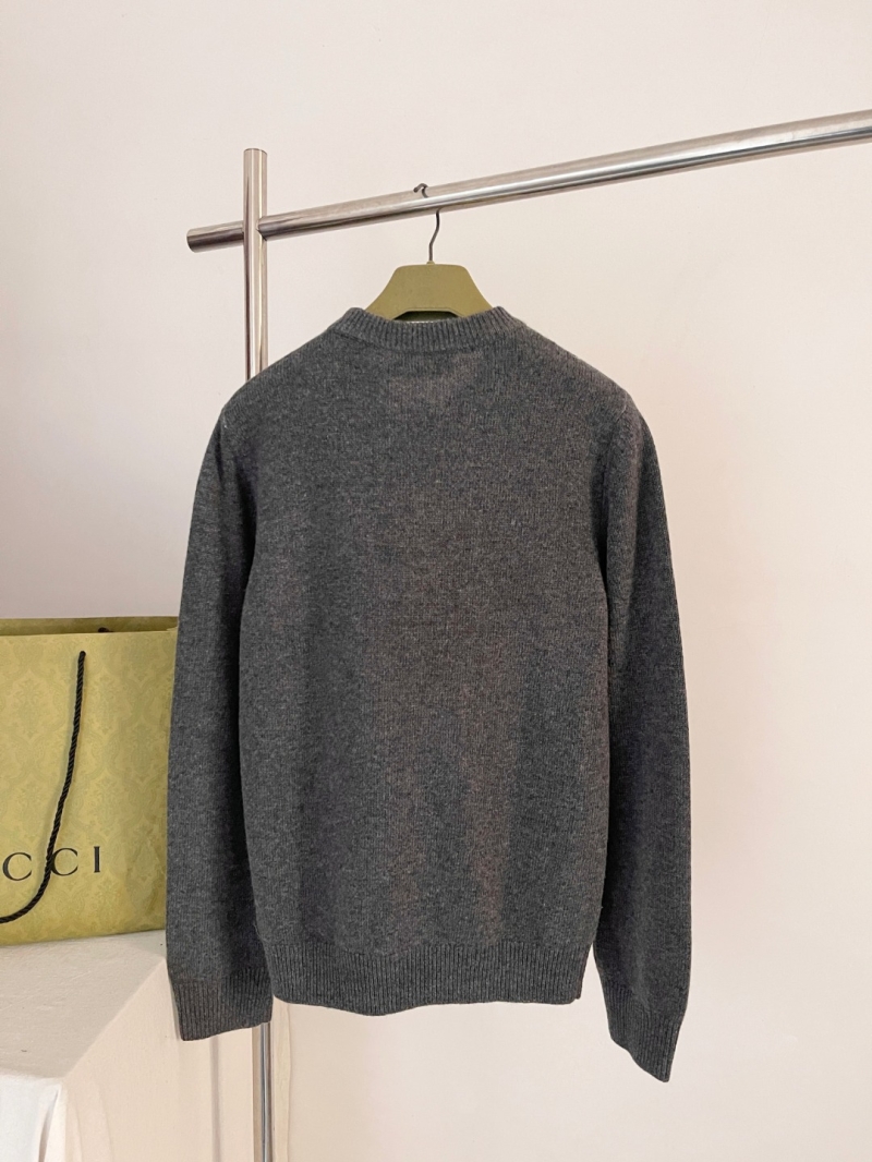 Gucci Charcoal Gray Horsebit Embroidered Wool Sweater - Limited Edition Equestrian Knit