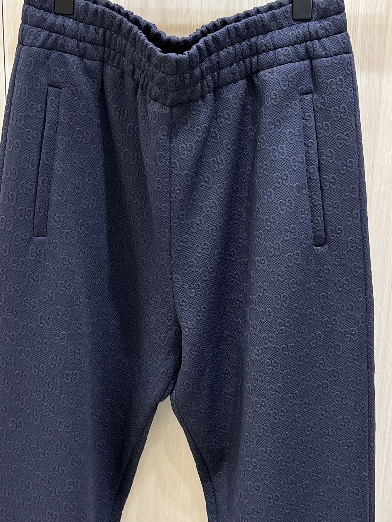 Gucci GG Monogram Wool Knit Jogging Pants in Navy Blue