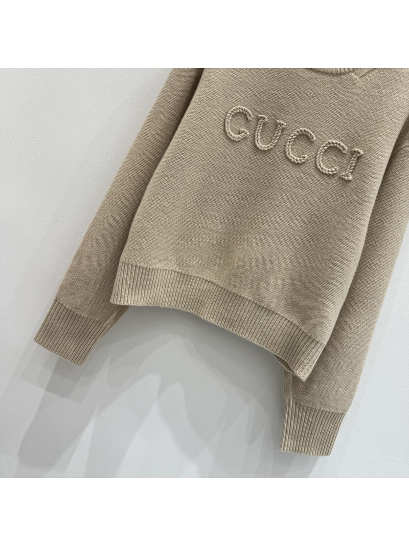 Gucci Wool-Cashmere Pullover with 3D Rope Logo - Oatmeal Beige