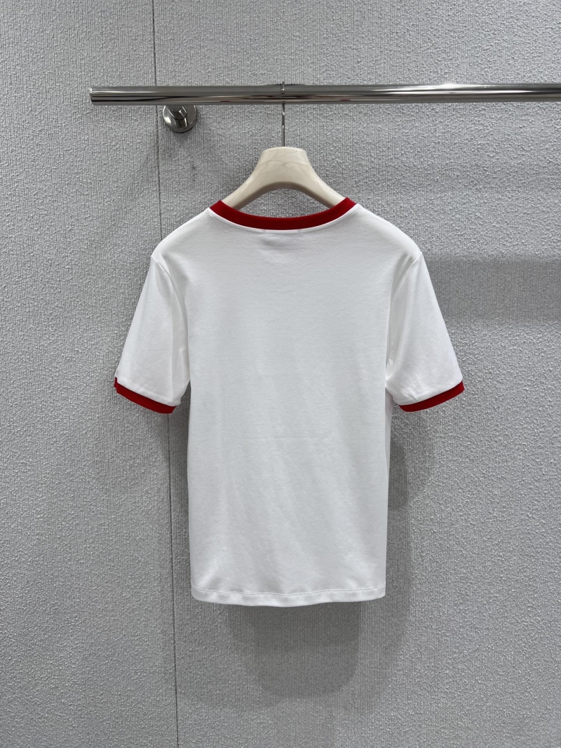 Gucci Signature Script Contrast Ringer Cotton T-Shirt in White/Red