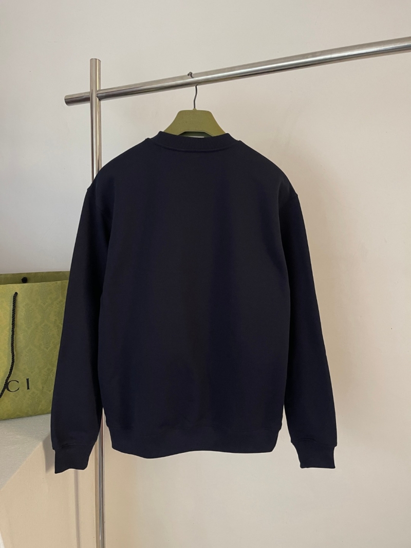 Gucci Signature Logo Embroidered Navy Blue Cotton Sweatshirt