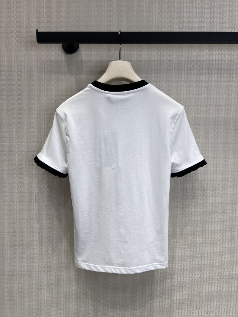 Gucci Signature Web Ruffle Sleeve T-Shirt in White