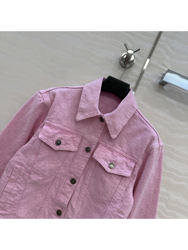 Gucci GG Monogram Jacquard Pink Denim Jacket