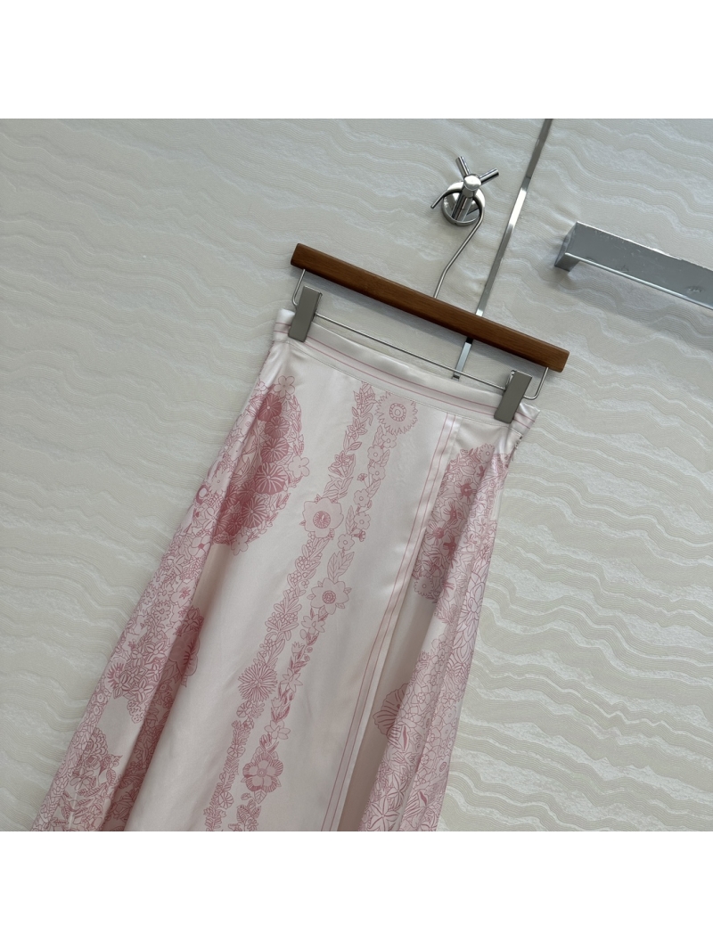 Hermès Luxe Silk Midi Skirt with Brides Gala en Fleurs Print