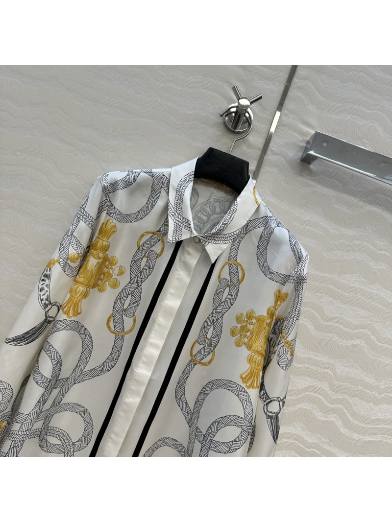 Hermes Luxe Silk Palefroi Remix Print Shirt - Elegant & Timeless