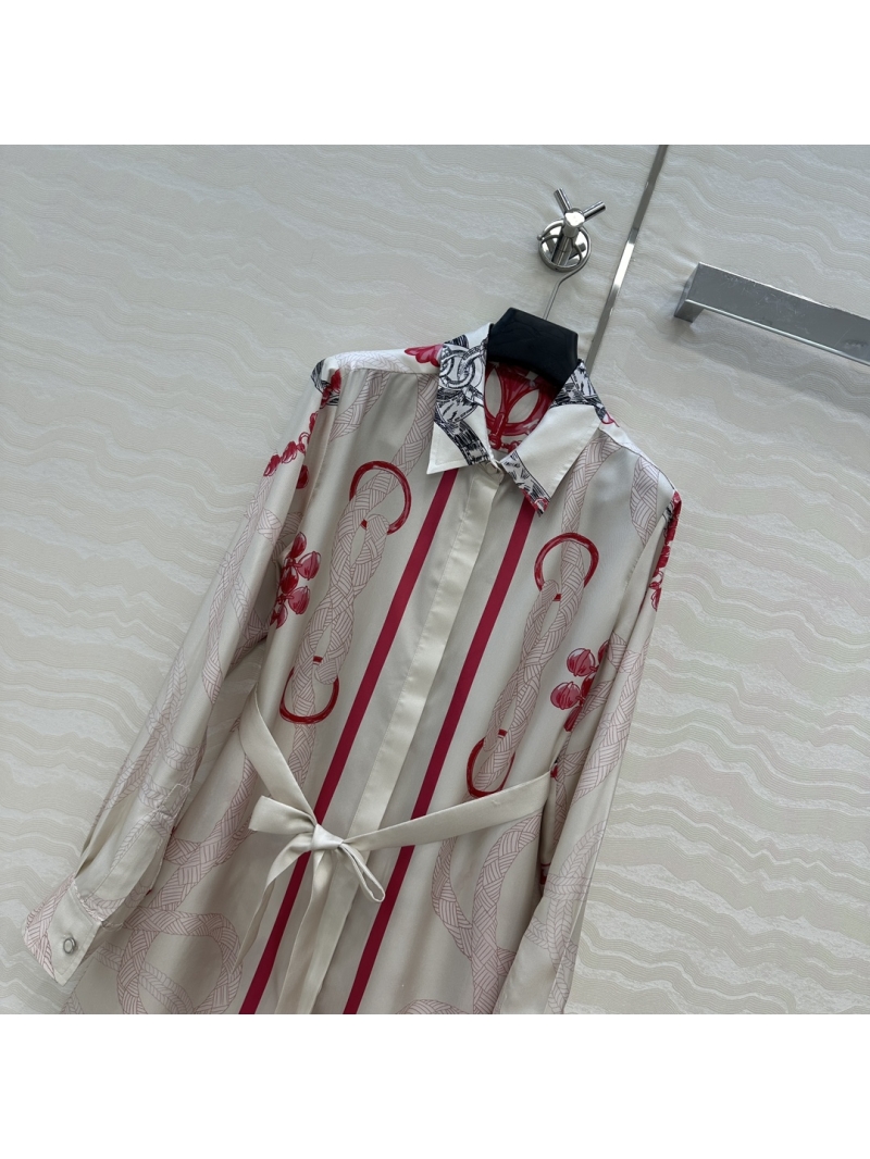 Hermes Palefroi Remix Print 100% Twill Silk Shirt Dress - Early Fall Collection