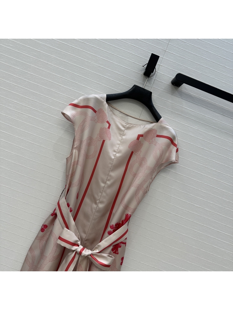Hermes Palefroi Remix Print 100% Silk Twill Dress in Rose Pink