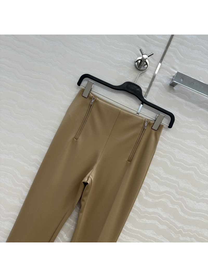 Hermes Equestrian-Inspired High-Waisted Straight-Leg Pants with Dual Zippers
