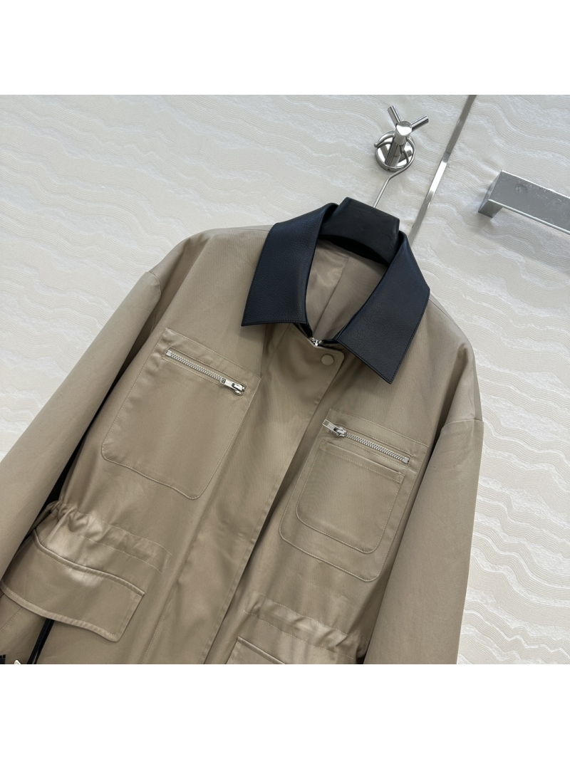 Hermes Limited Edition Equestrian Patchwork Collar Mid-Length Trench Coat