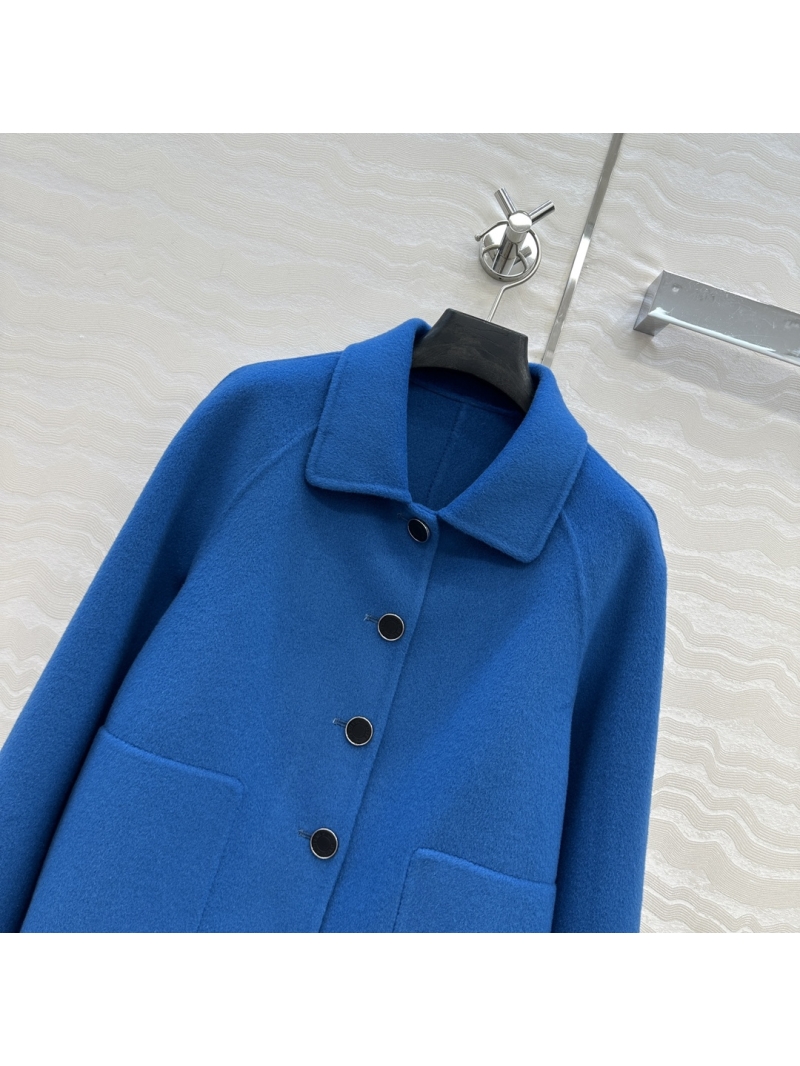 Hermès Limited Edition Imported Cashmere & Wool Double-Faced Coat in Royal Blue, Raglan Sleeve and Notch Lapel Design