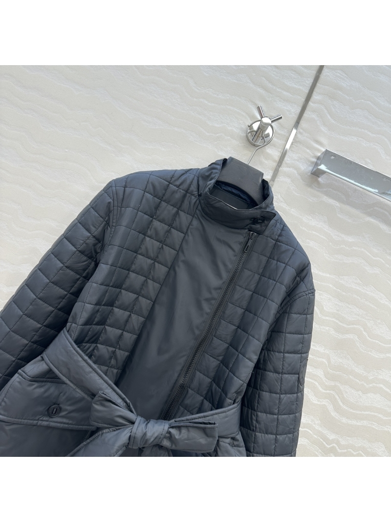 Hermès Limited Edition Diamond Quilted Belted Mid-Length Jacket in Black