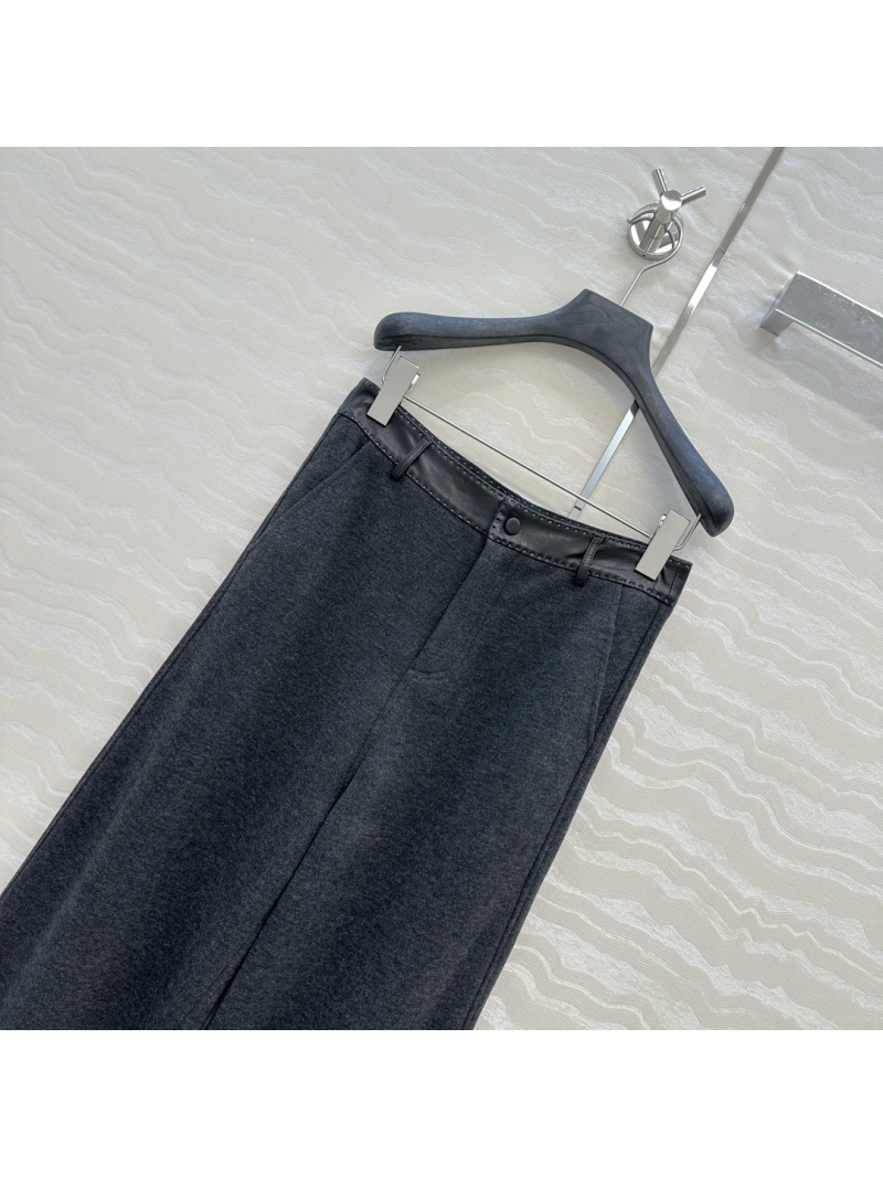 Hermès Limited Edition Trousers | Exclusive Wool Blend | Black | High-Waisted | Leather Trim