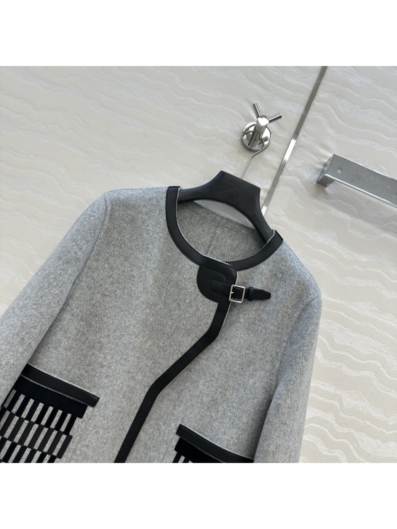 Hermès Equestrian Double-Faced Wool-Cashmere Jacket in Gray