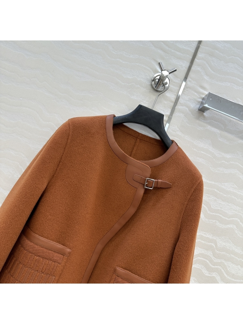 Hermès Equestrian Jacket in Caramel | Handcrafted Double-Faced Wool & Cashmere Blend with Leather Accents