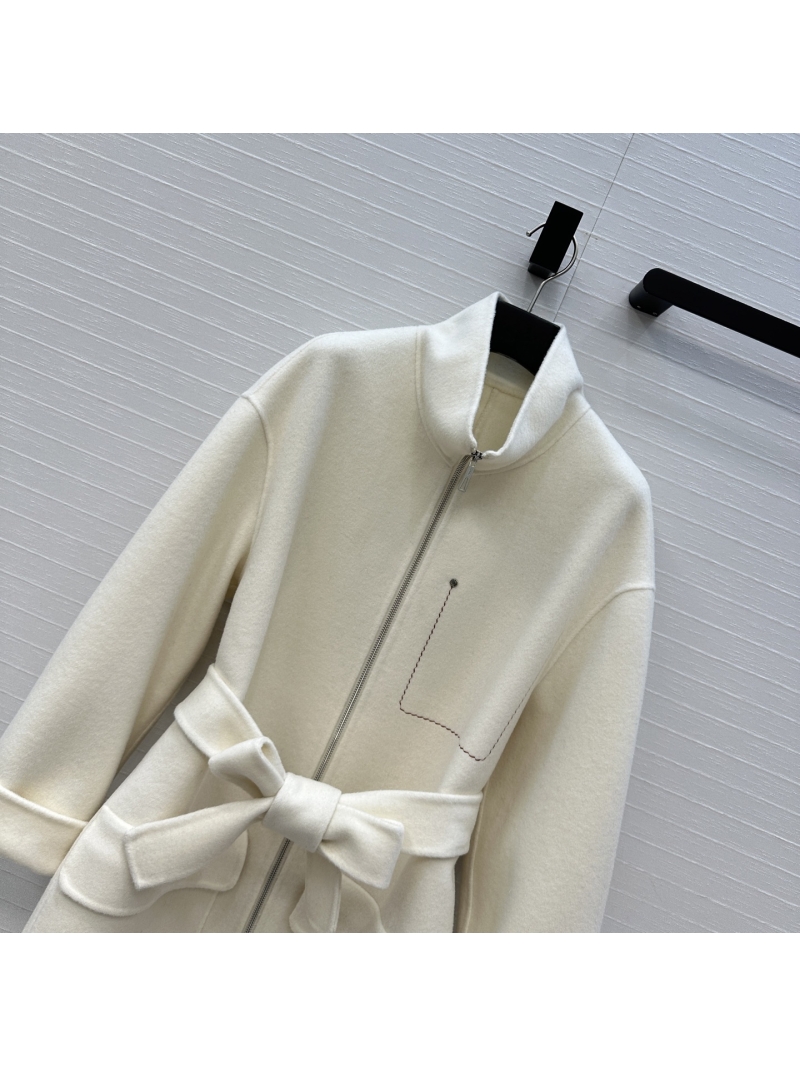 Hermès Limited Edition 2025 Double-Faced Cashmere Zip-Front Coat in White