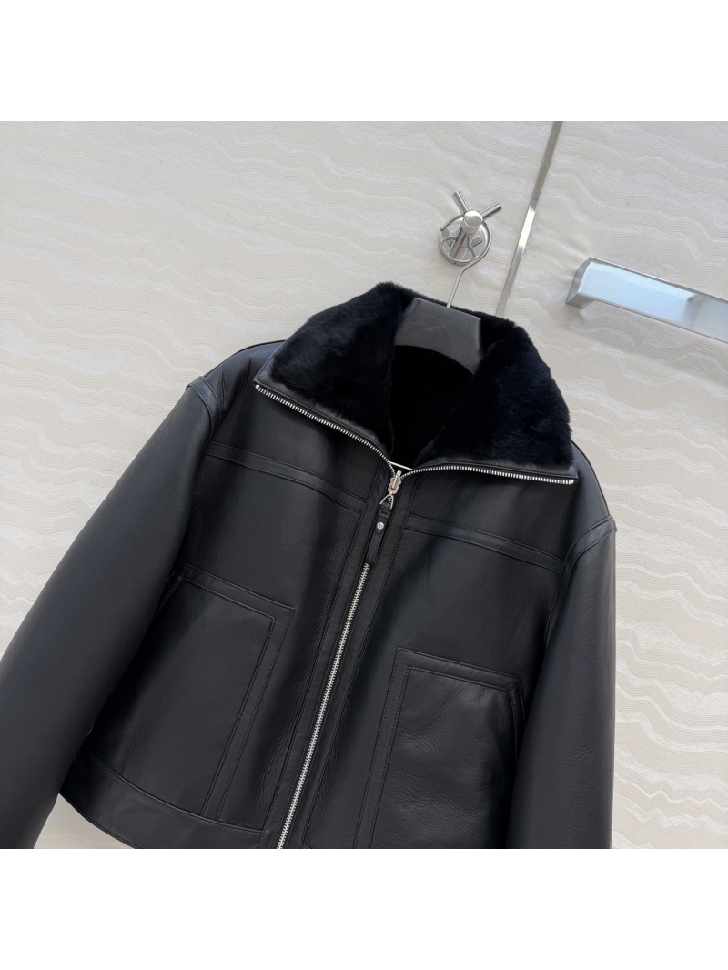 Hermès Inspired Exquisite Spanish Merino Shearling Reversible Jacket | Black Lambskin Trim | Minimalist & Luxe