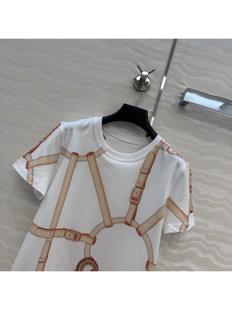 Hermès 100% Pure Cotton Coloages de Jour Equestrian Print T-Shirt