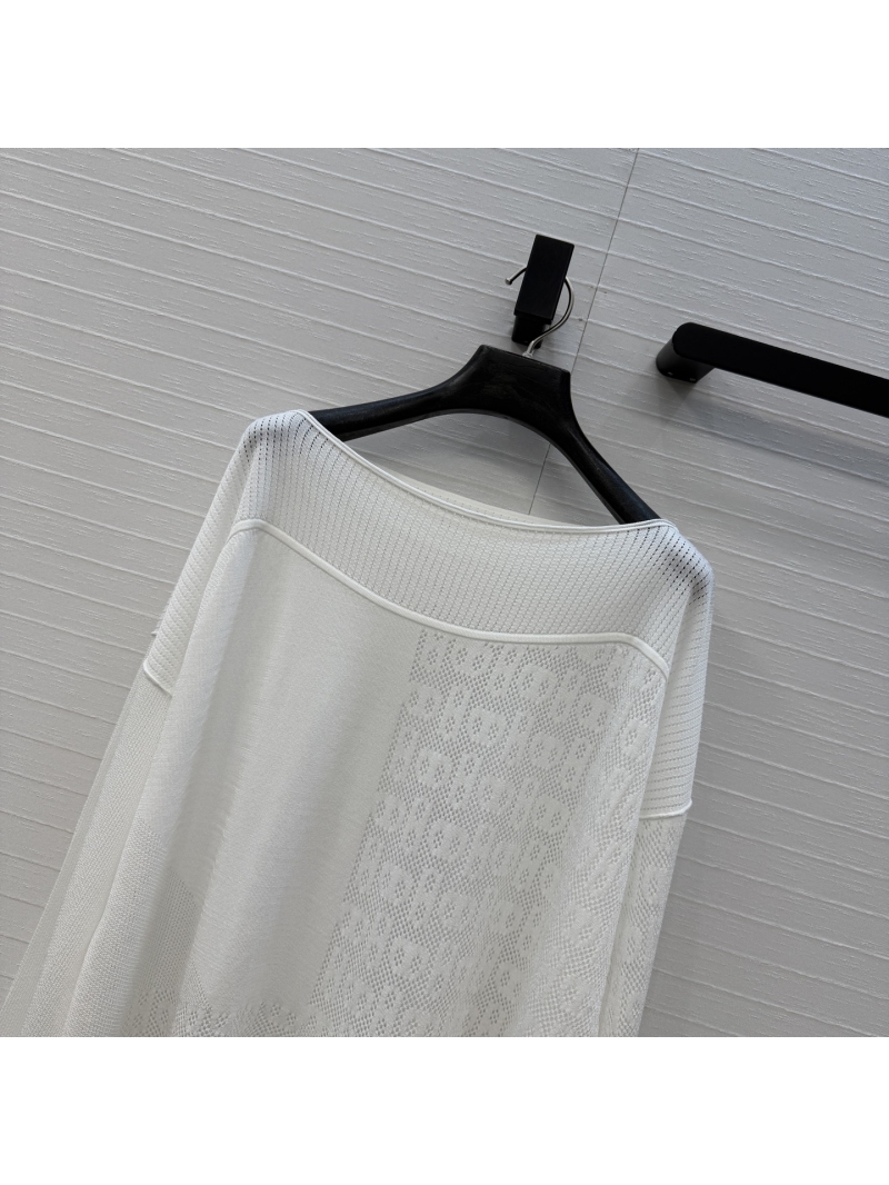 Hermès Chaine d'Ancre Openwork Modal Crepe Boat Neck Knitted Top in Cream