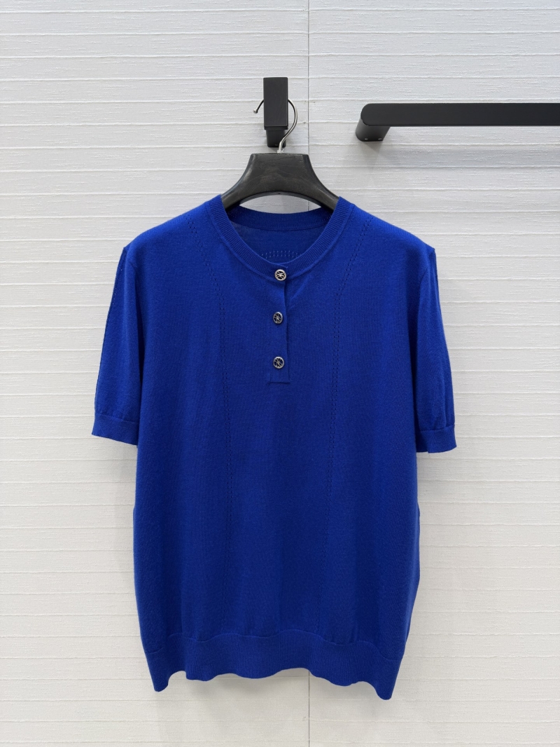 Hermès Cashmere and Wool Blend Hollowed-Out H Pattern Knitted Two-Piece Set in Royal Blue