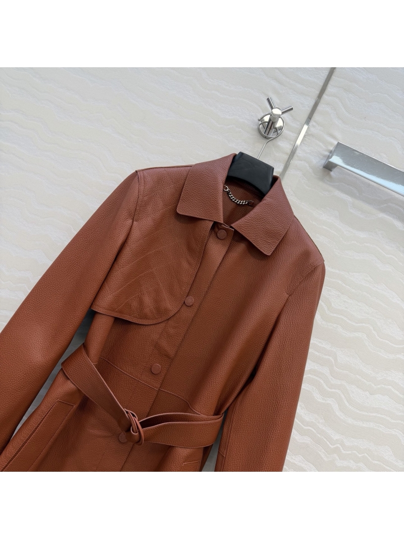 Hermes Exquisite Pebbled Lambskin Equestrian Trench Coat in Terracotta