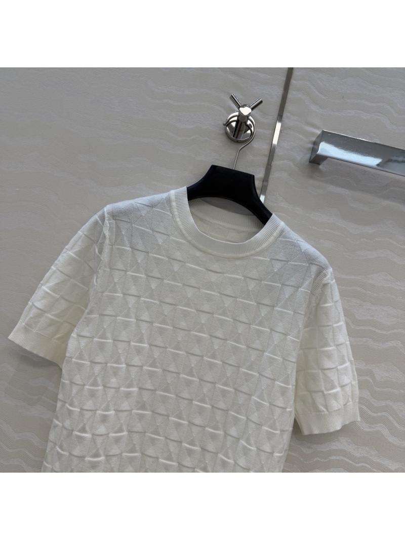 Hermès 100% Merino Wool 3D Jacquard Knit Short-Sleeved Top
