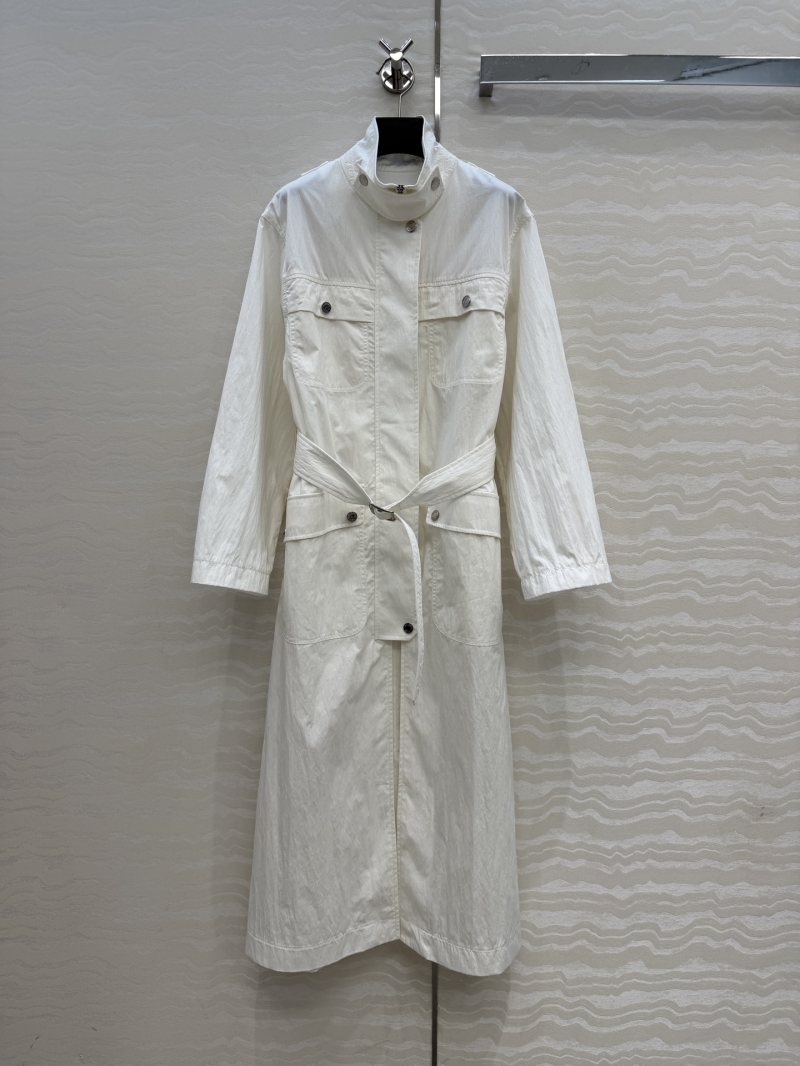Hermes Lyocell Washed Cotton Equestrian Utilitarian Long Trench Coat
